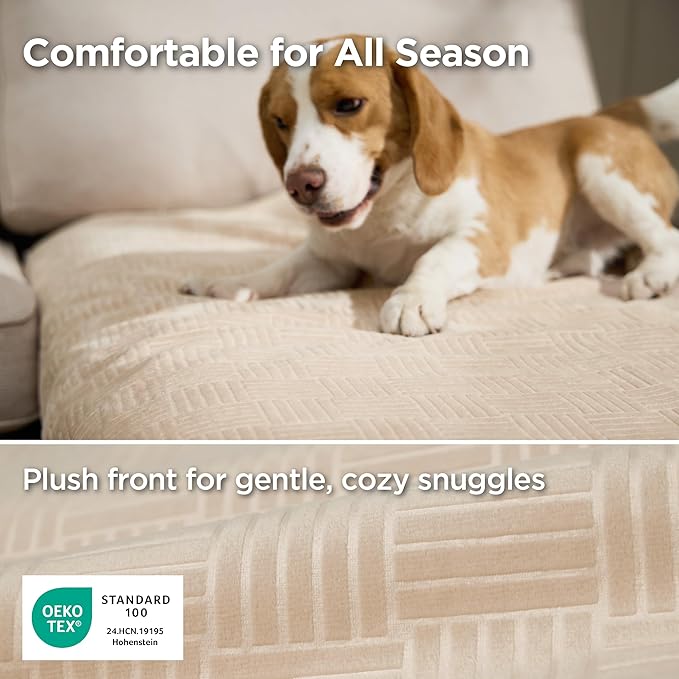 Bedsure Waterproof Couch Cover for Dogs Washable - Waterproof Blanket for Large Dogs Couch Sofa Cozy, Lightweight Furniture Protector for Pet Cat Quick Drying Puppy, Sandy Tan, 40x50IN
