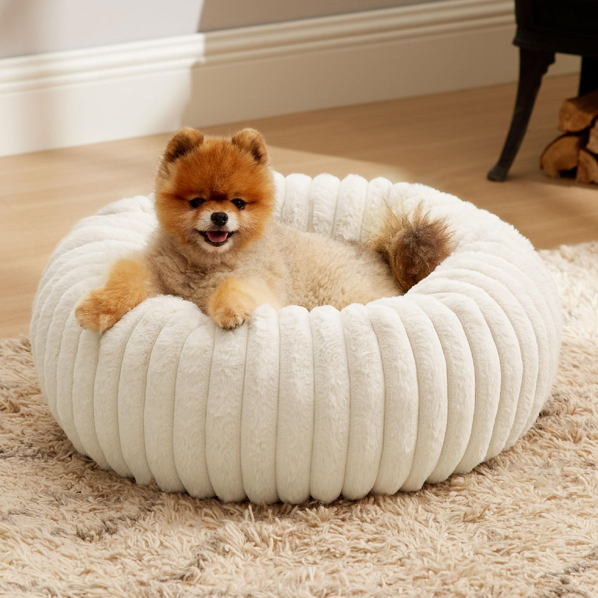 Bedsure ComfyFleece® Donut Dog Beds Large Sized Dog with Washable Cover