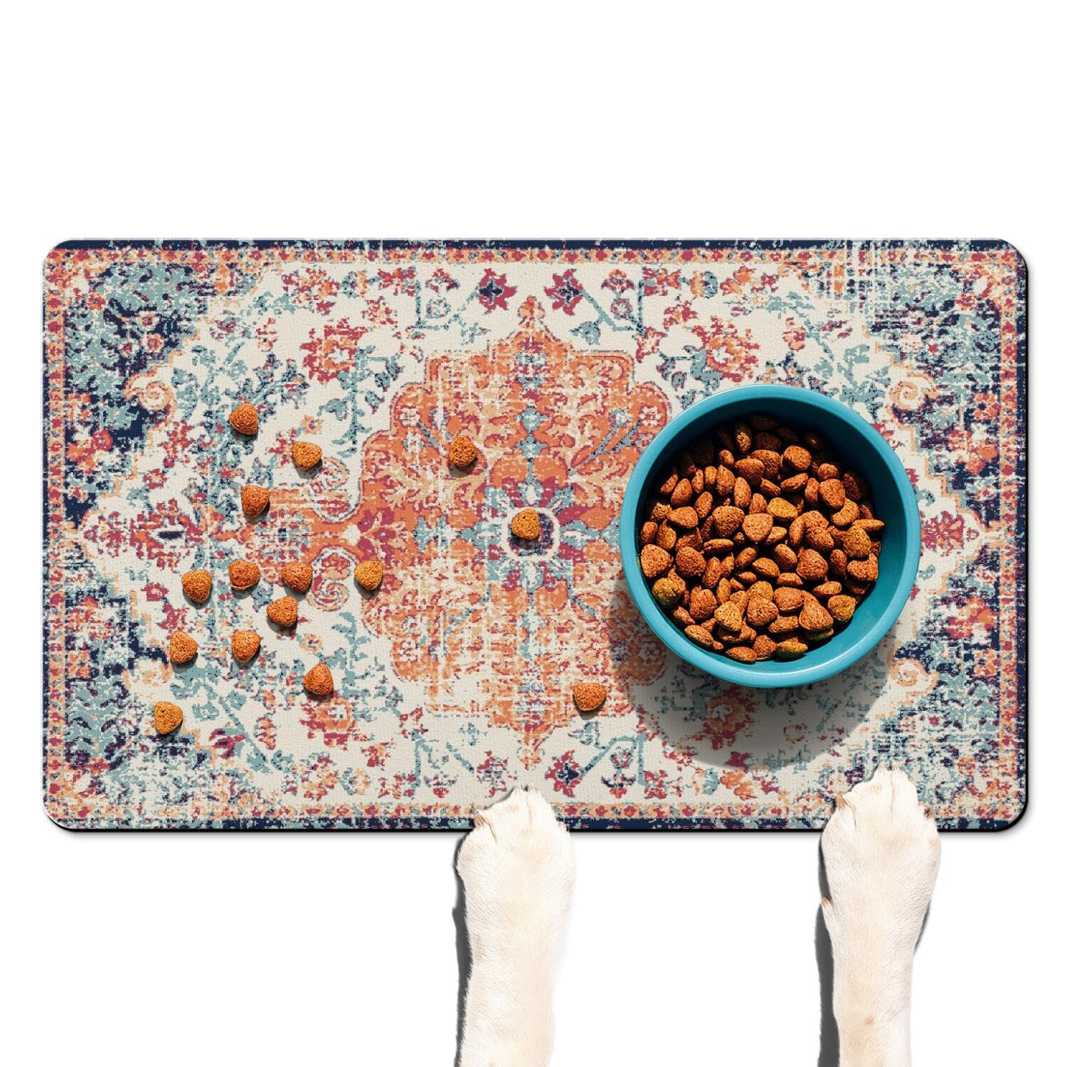 Absorbent Pet Dog Bowl Mat for Food and Water, Pet Cat Food Feeding Mat with Non Slip Rubber Backing, Dog Food Mats for Floors Waterproof, 16"x24"