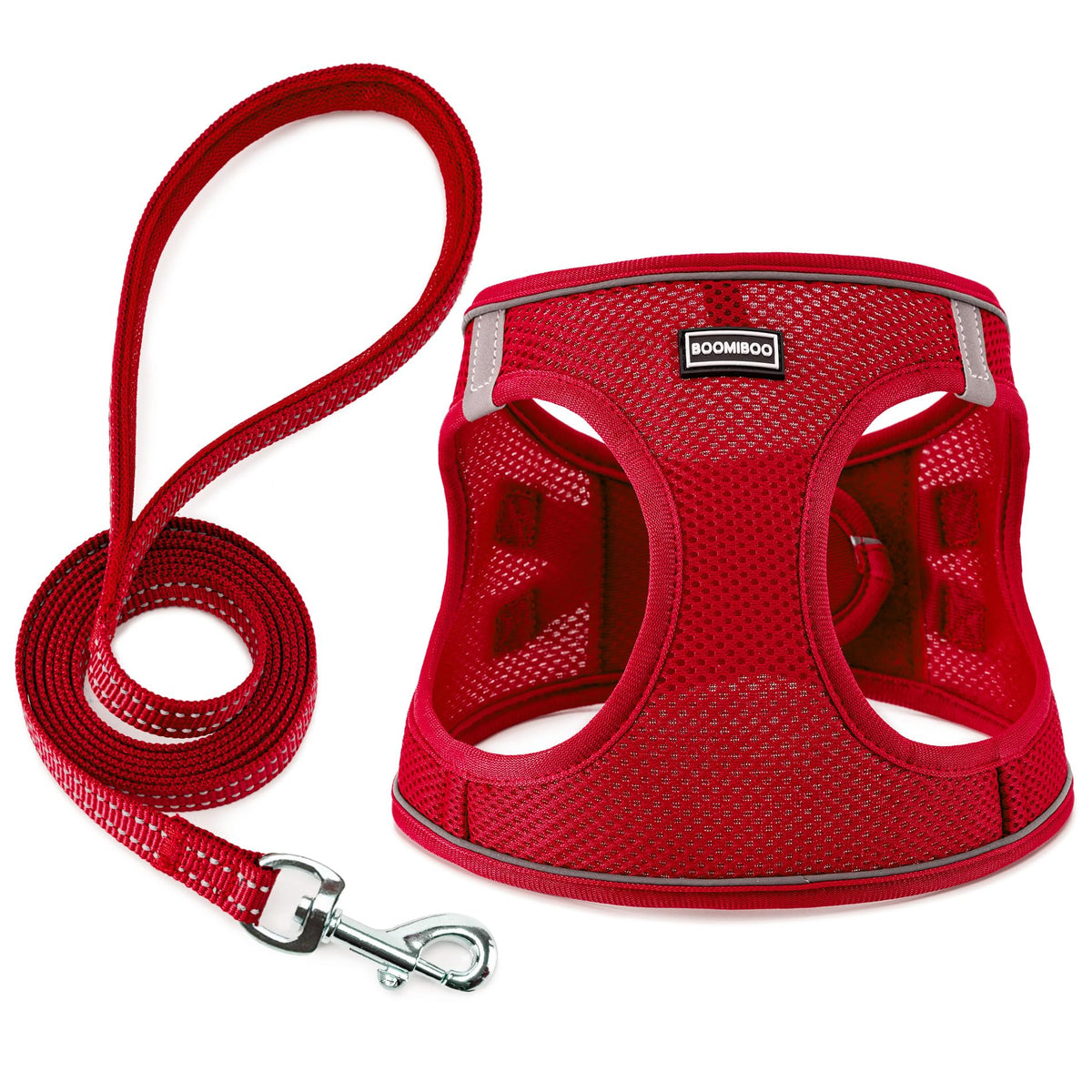 Dog Harness with Leash Set, Step-in Adjustable Puppy Pet Vest, Grey XXS