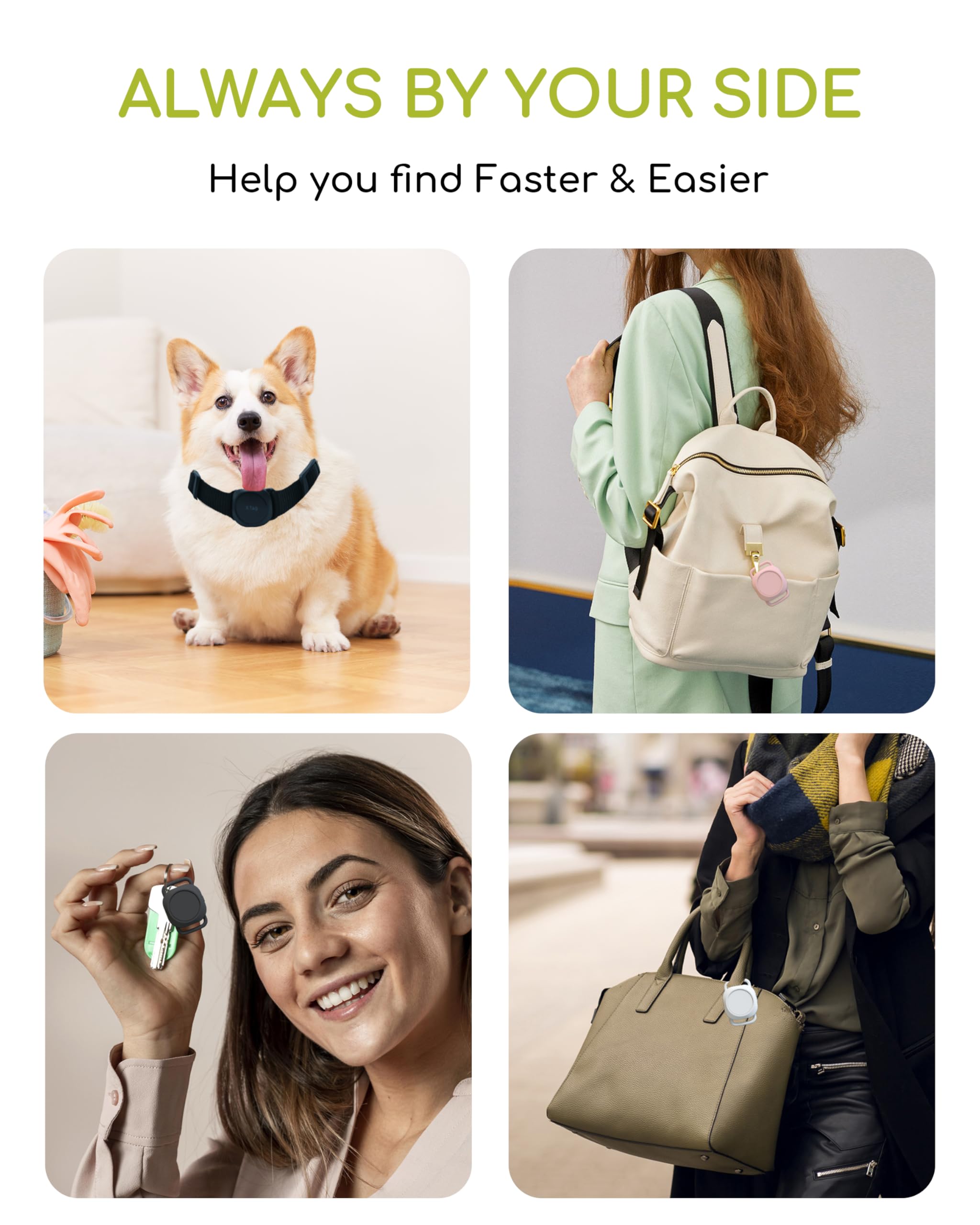 TRESBUNNY Dog Tracker, Smart Dog Collar with Real-time Pet Location, Cat Tracker Collar (iOS Only), No Monthly Fee & Long Battery Life, Works with Find My, Ideal for Dog/Cat