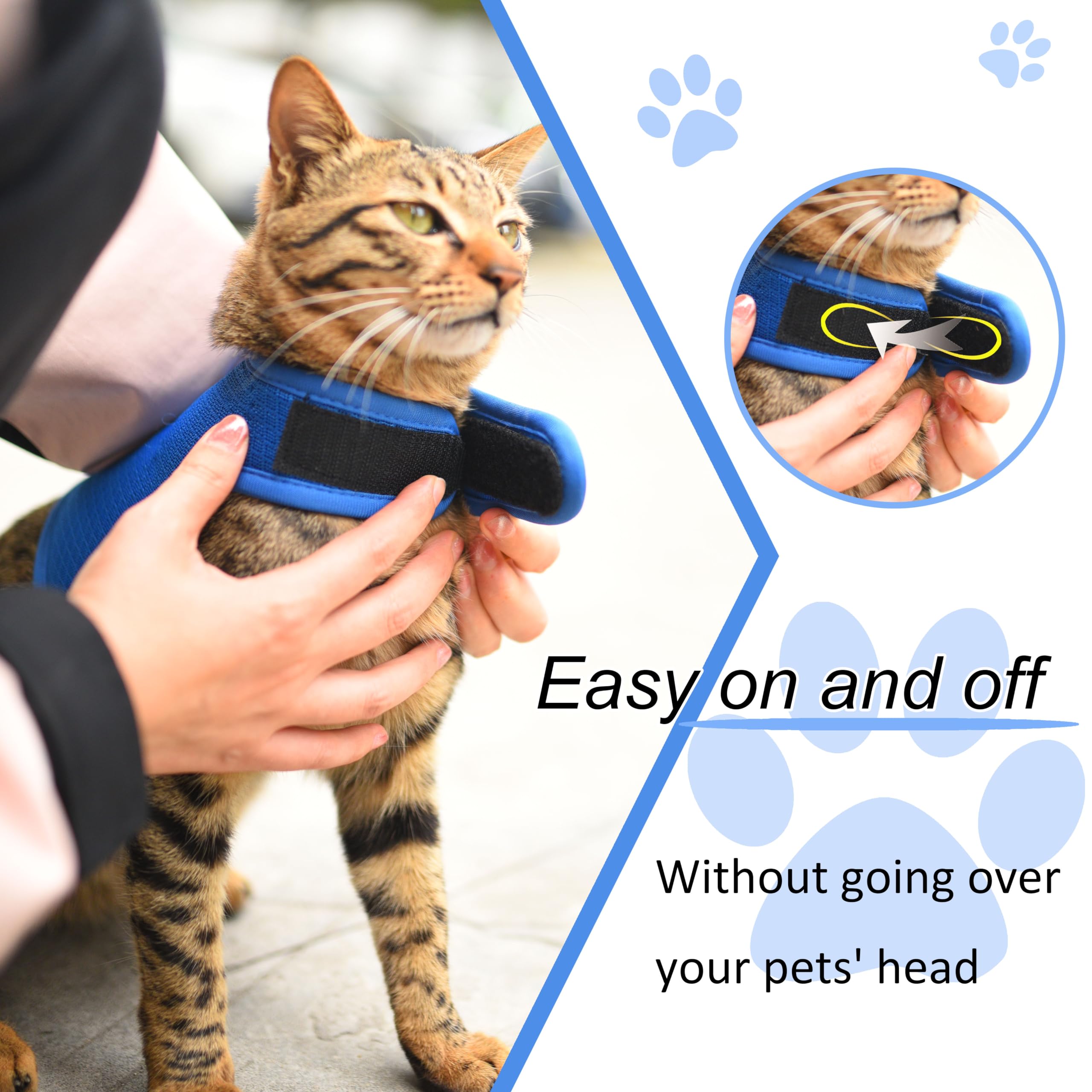 Cat Harness and Leash Set for Walking Escape Proof, Blue, X-Small