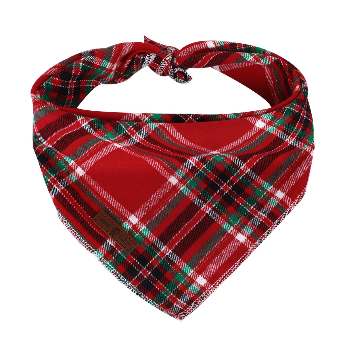 Lionet Paws Christmas Dog Bandana Washable Cotton Handkerchief Scarf Triangle Christmas Red Plaid Dog Bandanas for Medium Large Dogs Girl Boy