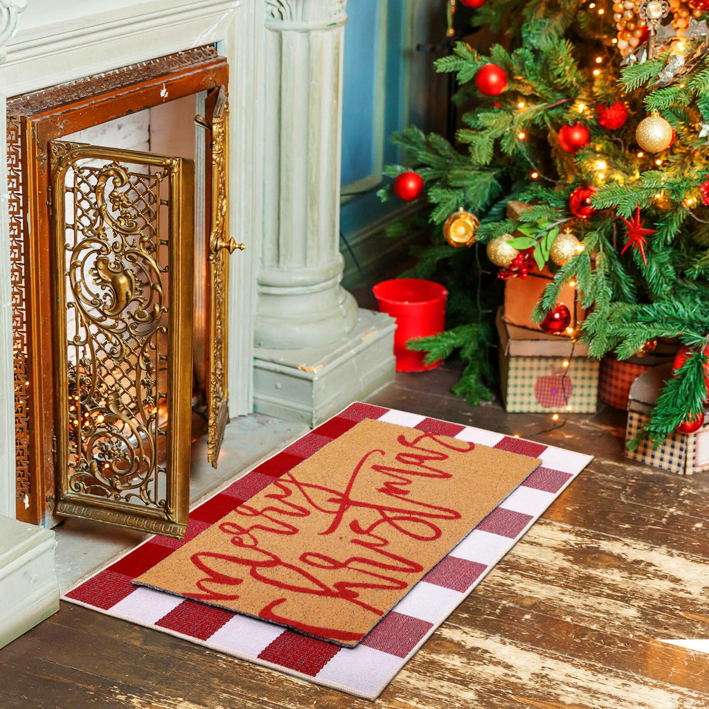 Tinideya 2 23.6 X 35.4 Inches Red White Plaid Red White