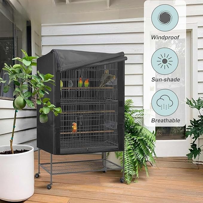 Bird Cage Cover Black Out, Protects Pets Privacy, Comfortable, Breathable, Waterproof and Dustproof, Parrot Cage Night Cover, Good Night Parrot Birdcages Protector Covers for Parakeet Cockatiel
