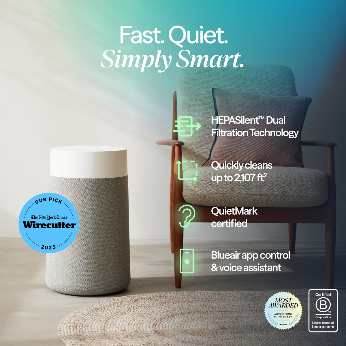 BLUEAIR Air Purifiers for Home up to 2,107 Ft², Blue 311i Max