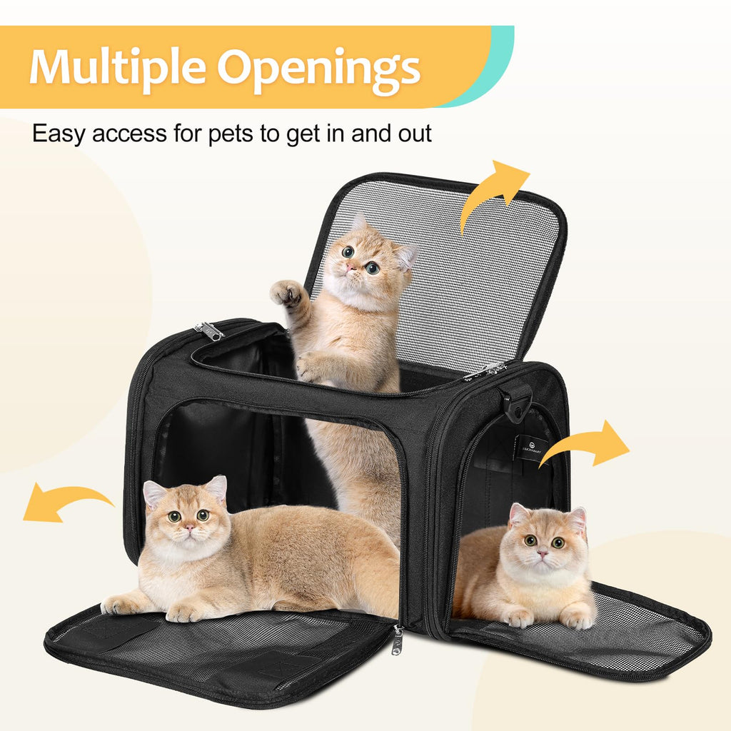 Discala Cat Dog Carrier Pet Carrier for Small Medium Cats Puppies Dog Carriers for Small Dogs Collapsible Soft Sided Cat Travel Carrier - Black 21 * 13 * 13