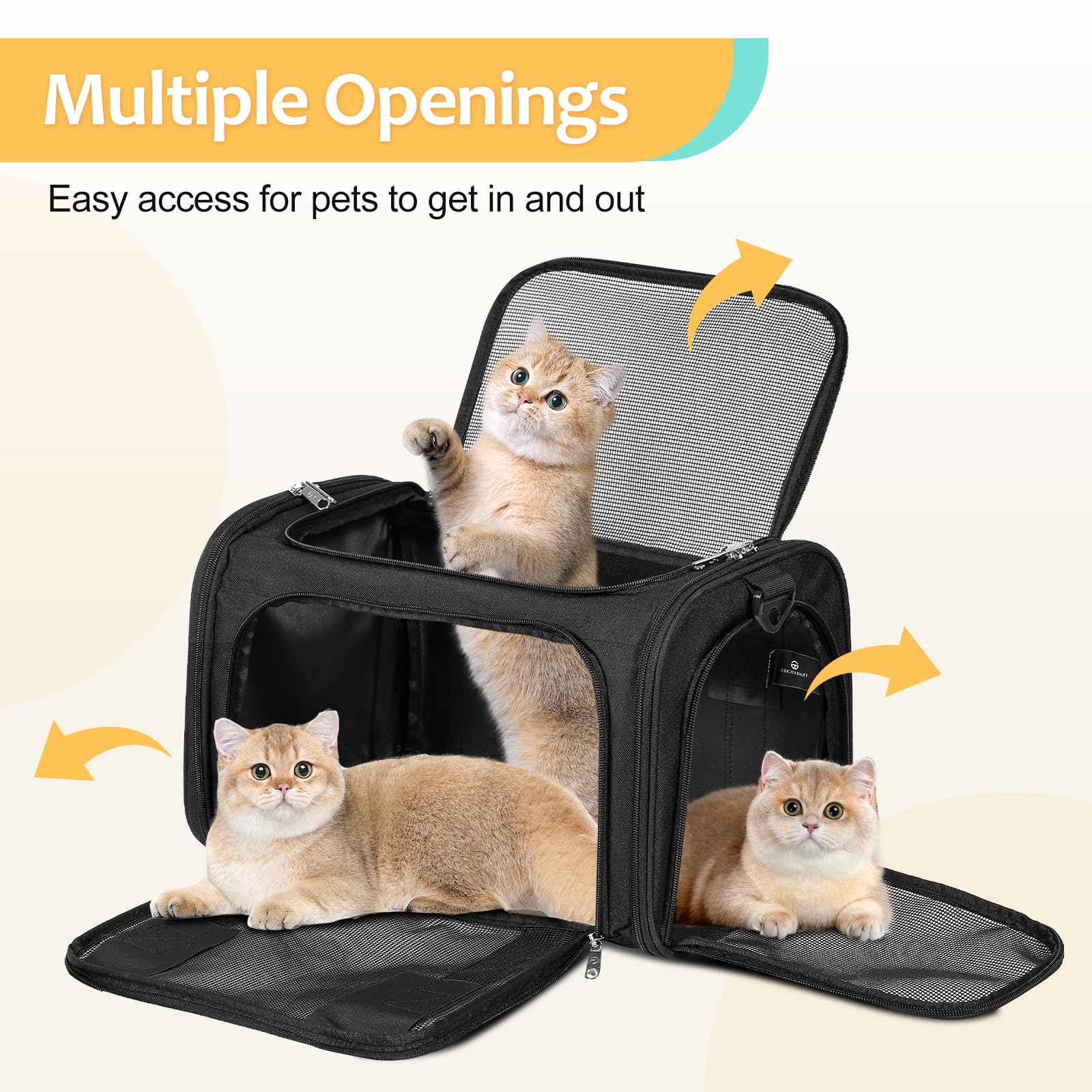 Discala Cat Dog Carrier Pet Carrier for Small Medium Cats Puppies Dog Carriers for Small Dogs Collapsible Soft Sided Cat Travel Carrier - Black 21 * 13 * 13