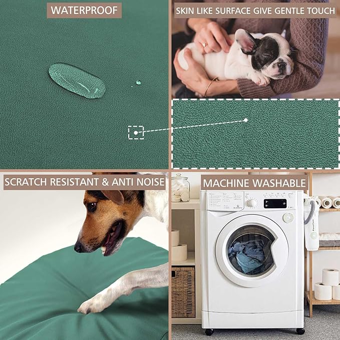 Dog Bed Cover Waterproof Replacement Machine Washable Covers for Dog Bed Heavy Duty Scratch Resistant Mattress Protector Pet Bed 36x27 Inch Dark Green Cover Only