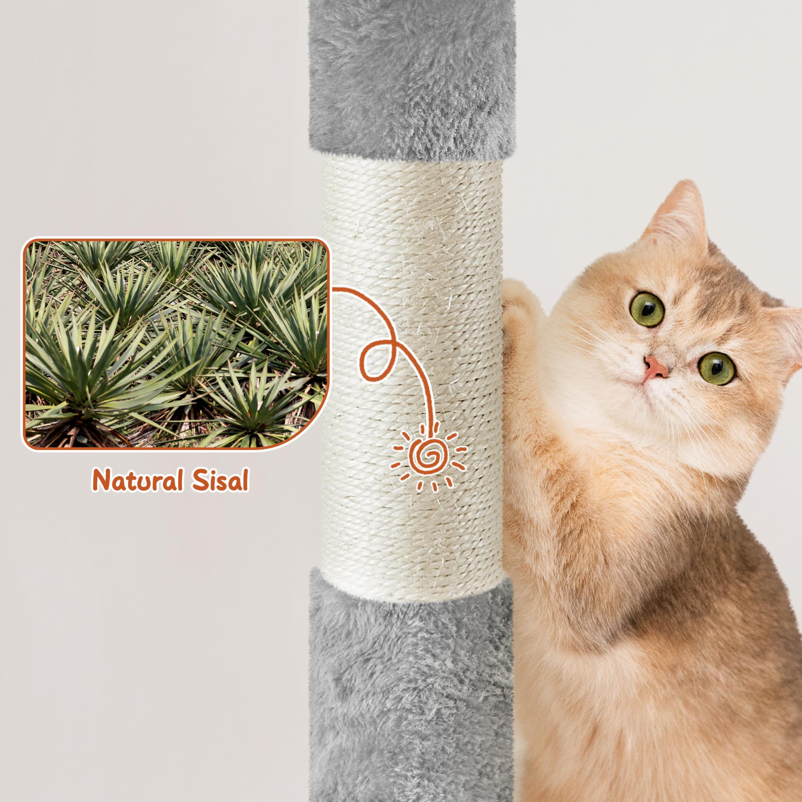 Yaheetech 76in Large Cat Tree Tower, 2 Condos, Sisal Posts & Cat-Ear Perch
