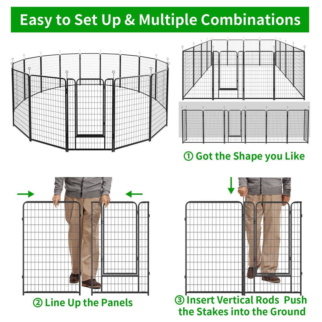 Kfvigoho Dog Playpen Outdoor Extra Wide 16 Panels Heavy Duty Dog Fence 50"