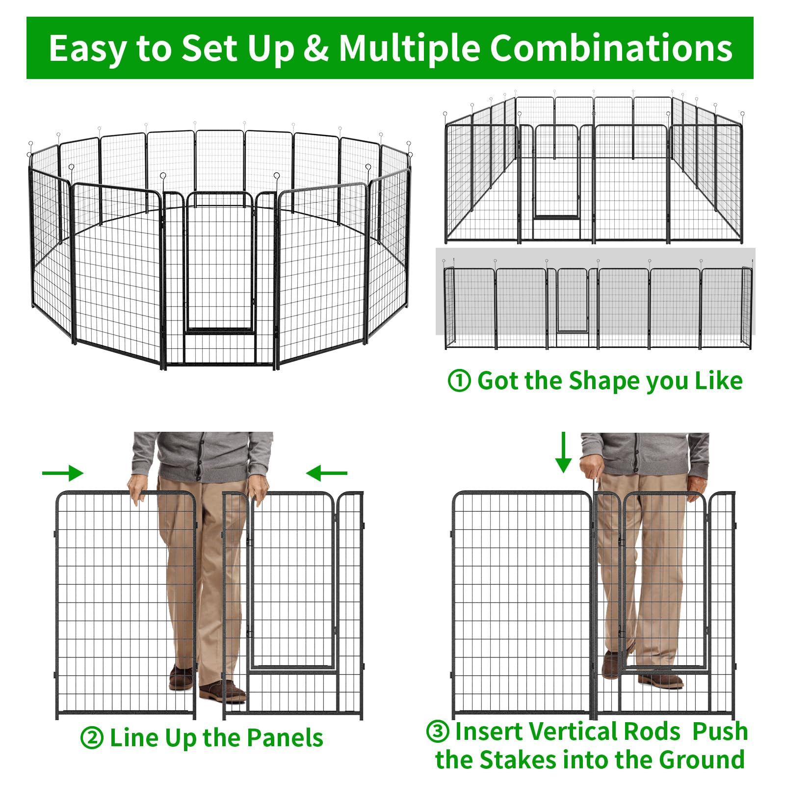 Kfvigoho Dog Playpen Outdoor Extra Wide 16 Panels Heavy Duty Dog Fence 50"