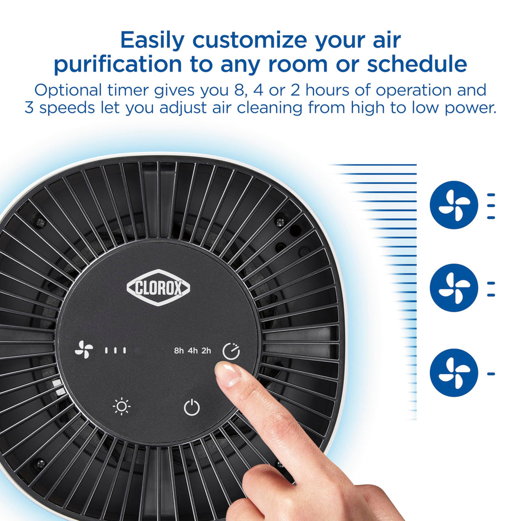 Clorox Small Room Air Purifiers for Bedroom Home, True HEPA Filter