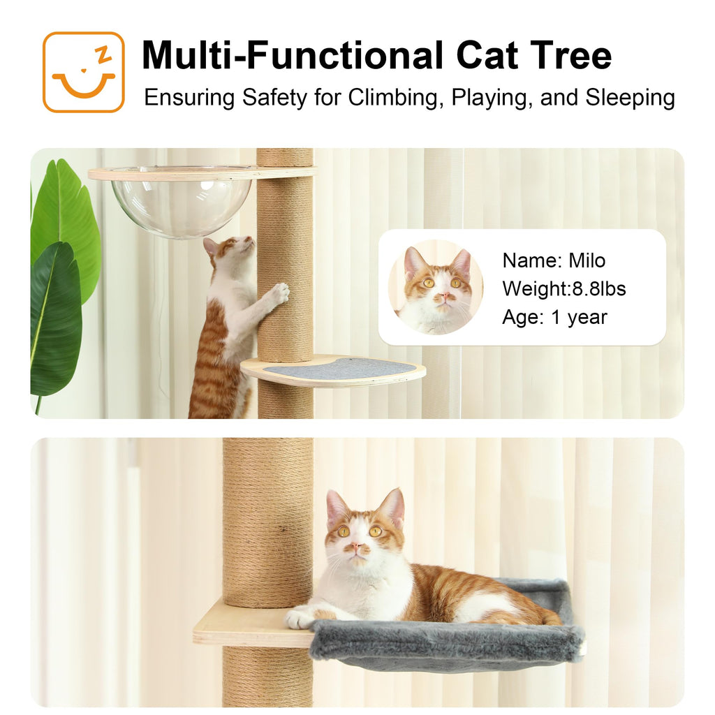 FUKUMARU Floor to Ceiling Cat Tree, 5.7-9.8 ft, 6 Level