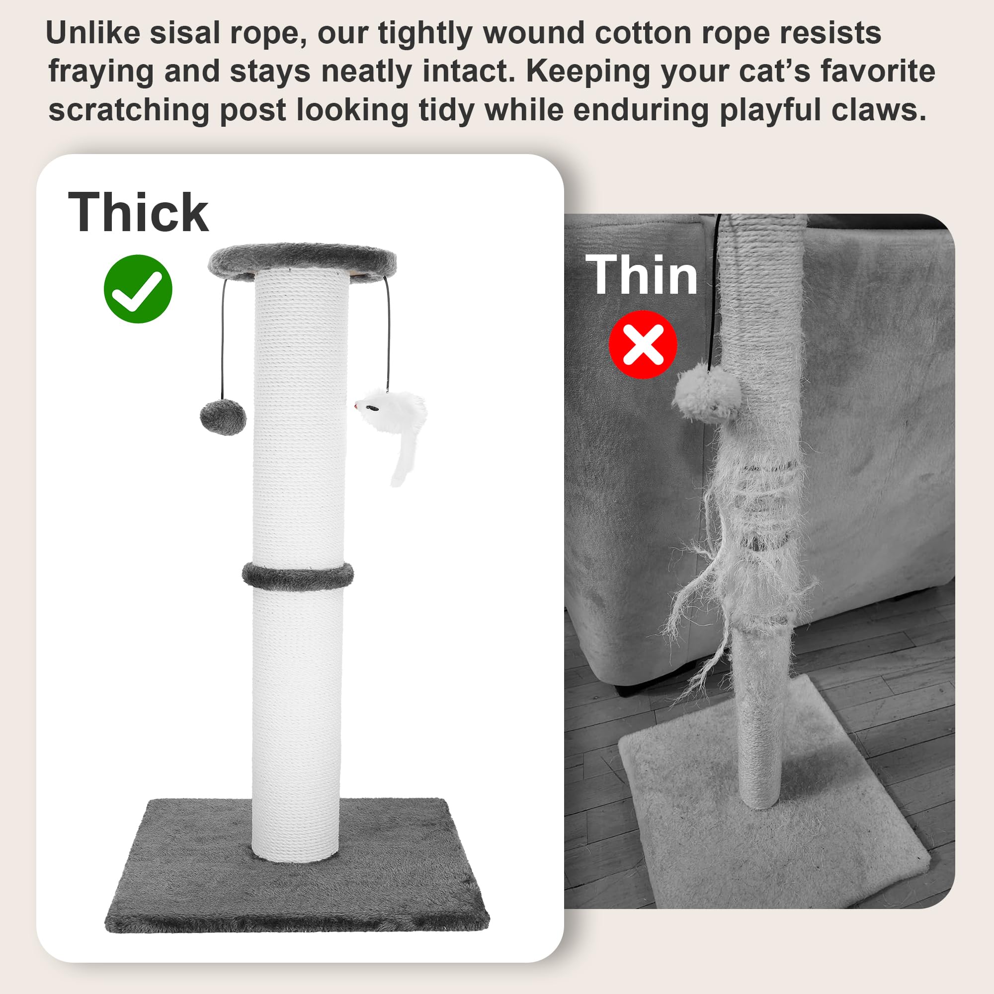 Ahomdoo 34-Inch Tall Cat Scratching Post for Large Cats, Stable Base, Gray