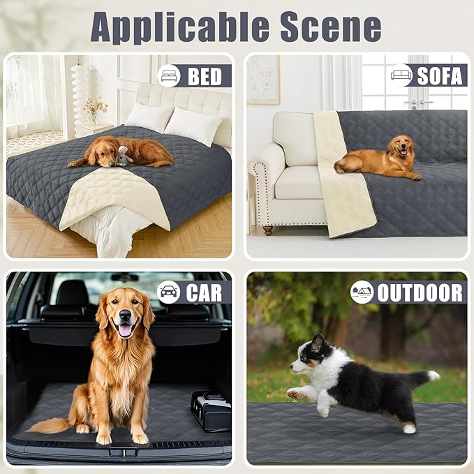 Smiry Waterproof Dog Bed Cover Blanket 30x70, Soft Reversible Pet Blanket, Washable Leakproof Cats Dogs Couch Cover for Sofa, Couch, Furniture, Dark Grey/Beige