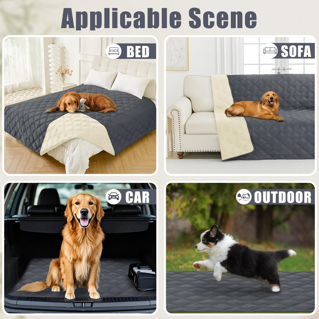Smiry Waterproof Dog Bed Cover, Reversible Pet Blanket for Sofa Couch