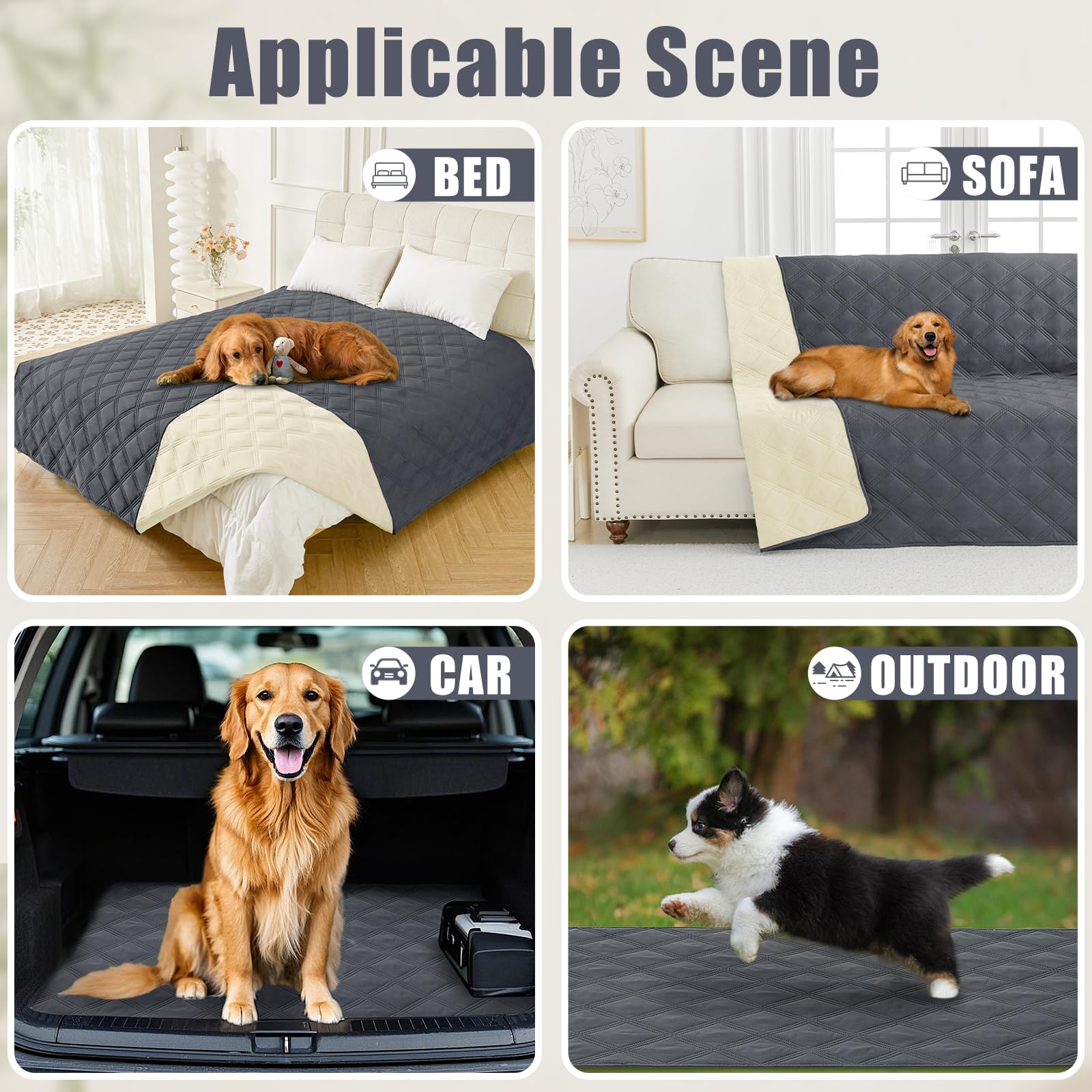 Smiry Waterproof Dog Bed Cover, Reversible Pet Blanket for Sofa Couch
