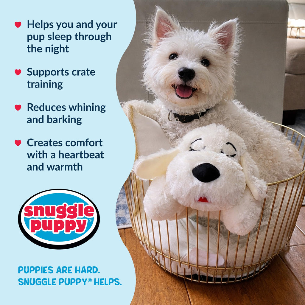 Snuggle Puppy Junior Heartbeat Toy, Calming Comfort, Small Breeds - Cream