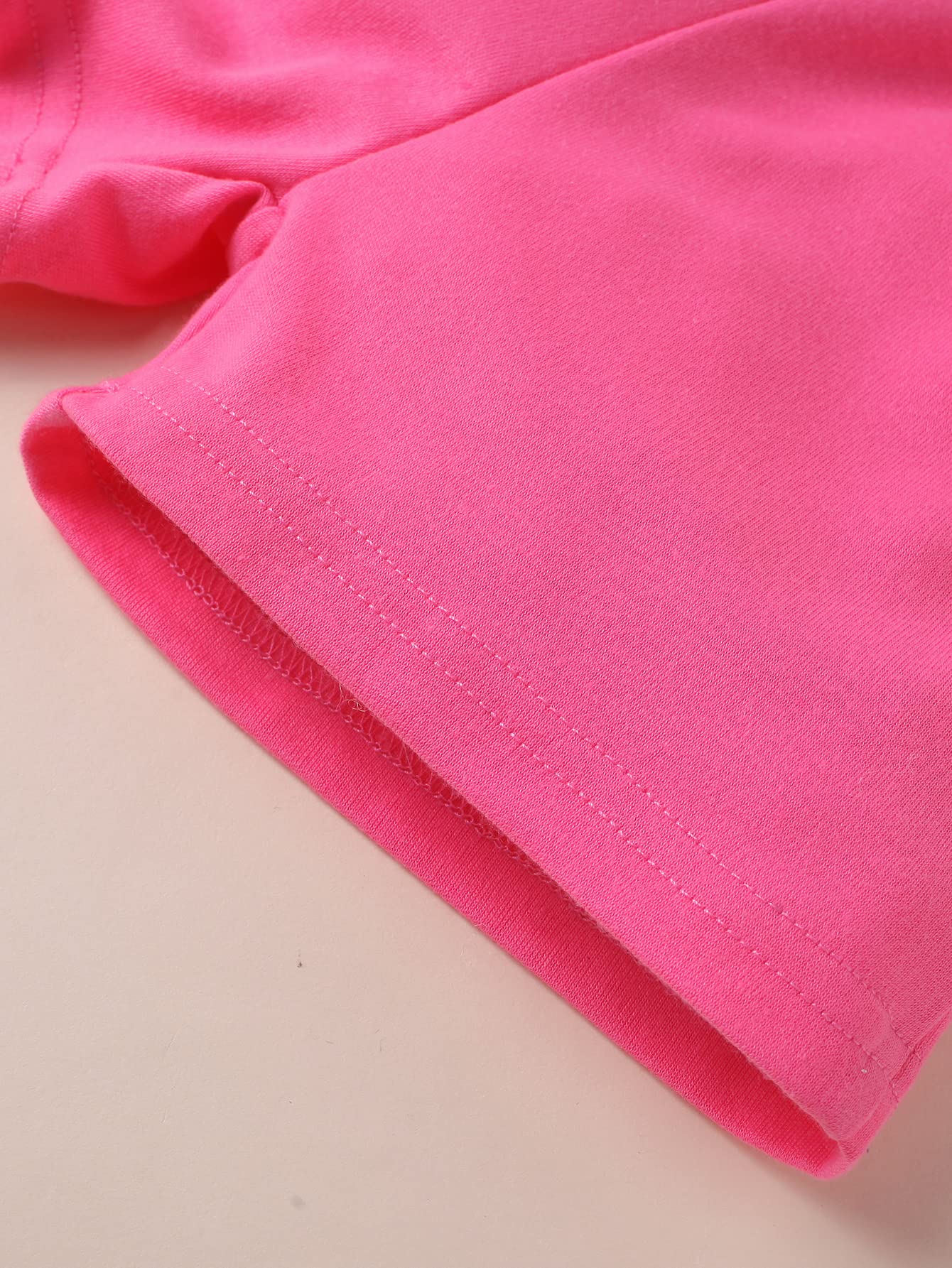 Popshion Girl's Summer 2 Piece Photoshoot Outfits Ruffle sleeve Flamingo Shirt Flower Tops and Pink Elastic Waist Shorts Pants Cute Clothes Set For Kids Size 7t/6700