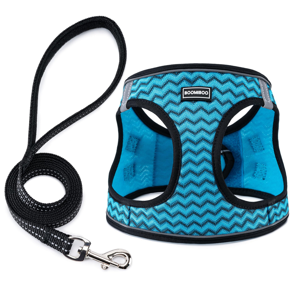 Dog Harness with Leash Set, Step-in Adjustable Puppy Pet Vest,Blue Stripe S