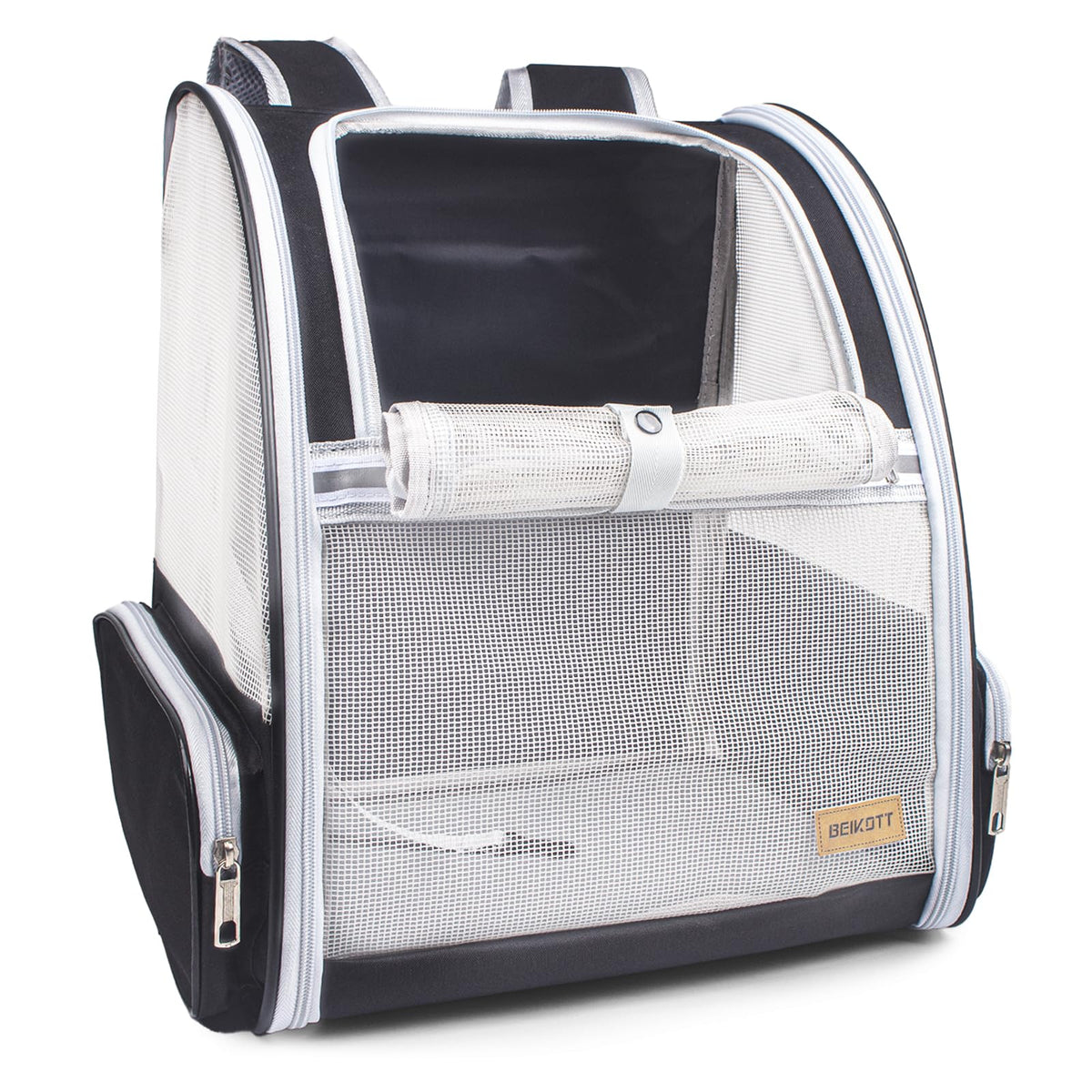 BEIKOTT Cat Dog Backpack 12.6"×11.4"×16.5" Large Breathable Pet Bag Carrier