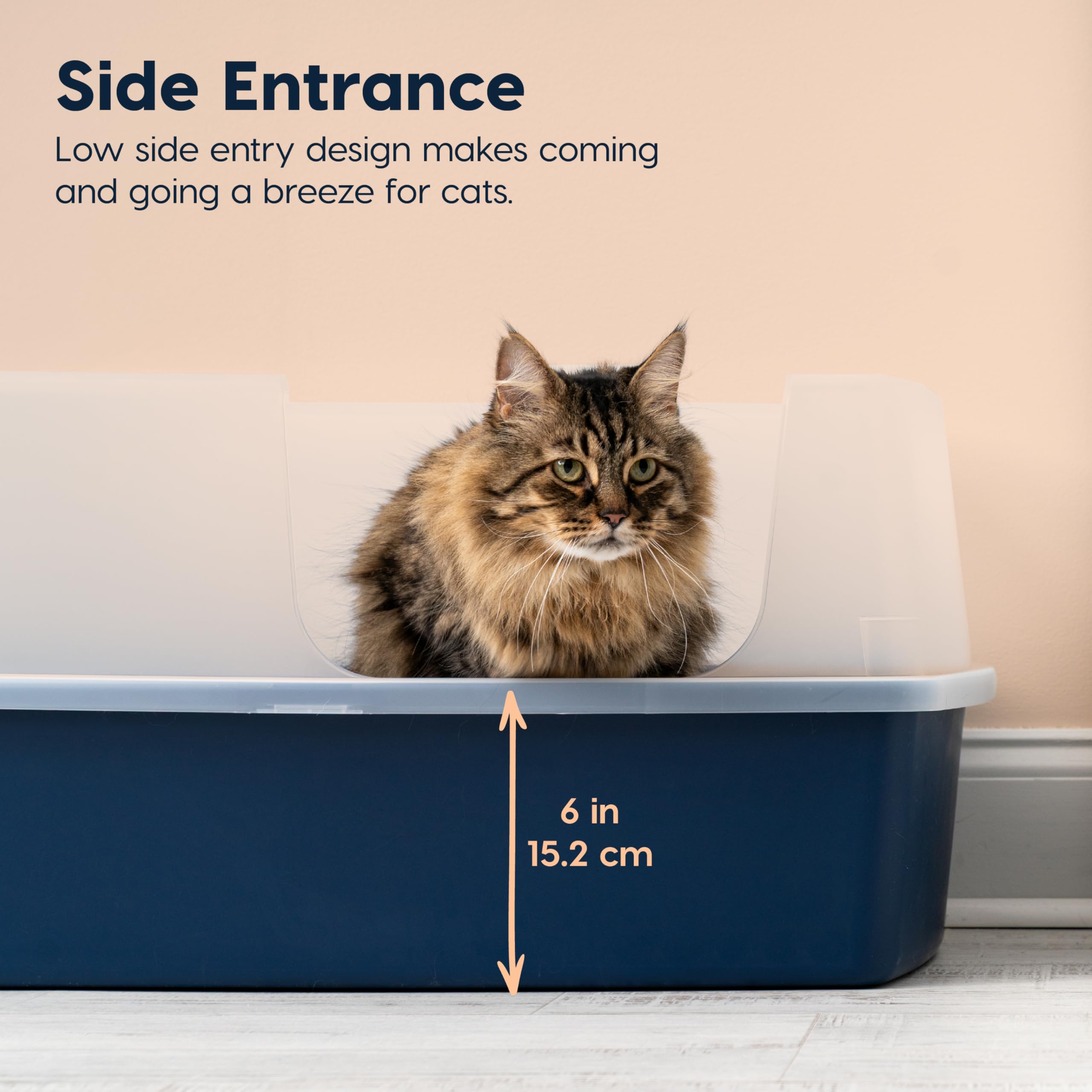 IRIS USA XX-Large Side Entry Cat Litter Box, Navy