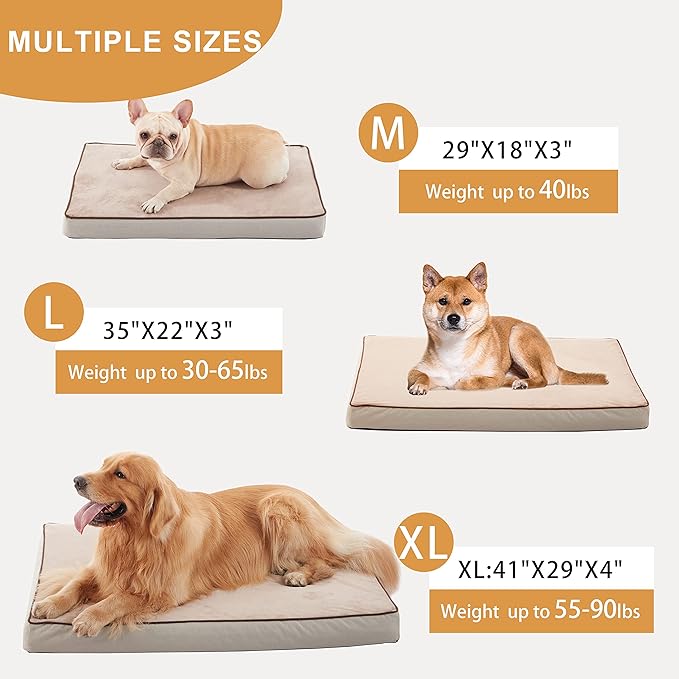 GOHOO PET Orthopedic Memory Foam Dog Bed, Cooling Dog Beds for Medium/Large Dogs -Waterproof Pet Bed for Crate with Removable Washable Cover, XL(41inch,90Lbs)
