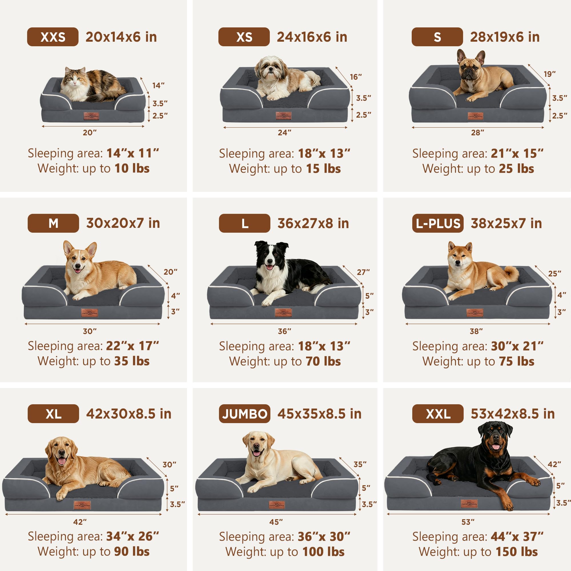 Comfort Expression Waterproof Orthopedic Dog Beds for Extra Large Dog