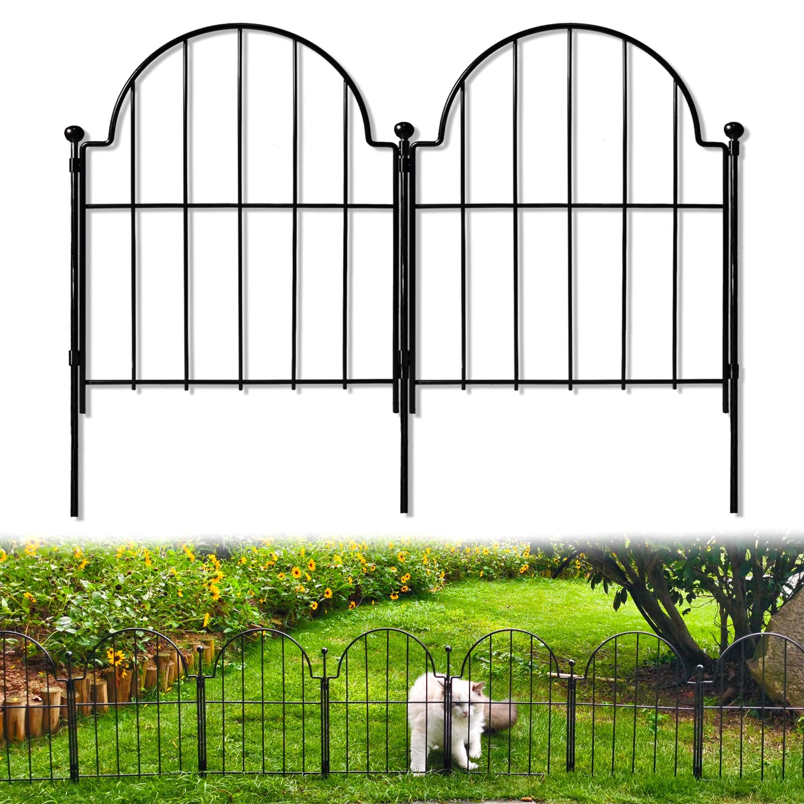 Blingluck Decorative Garden Fence, 17in(H) x 10.8ft(L), with Ground Stake