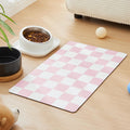 Ralxion Checkered Dog Feeding Mat, Absorbent Mats for Dog Food and Water Bowl, Dispenser, Feeder, Retro Aesthetic Pastel Pink Checkerboard Pet Placemat for Dogs, Cats, Puppy Accessories, 16" X 24”