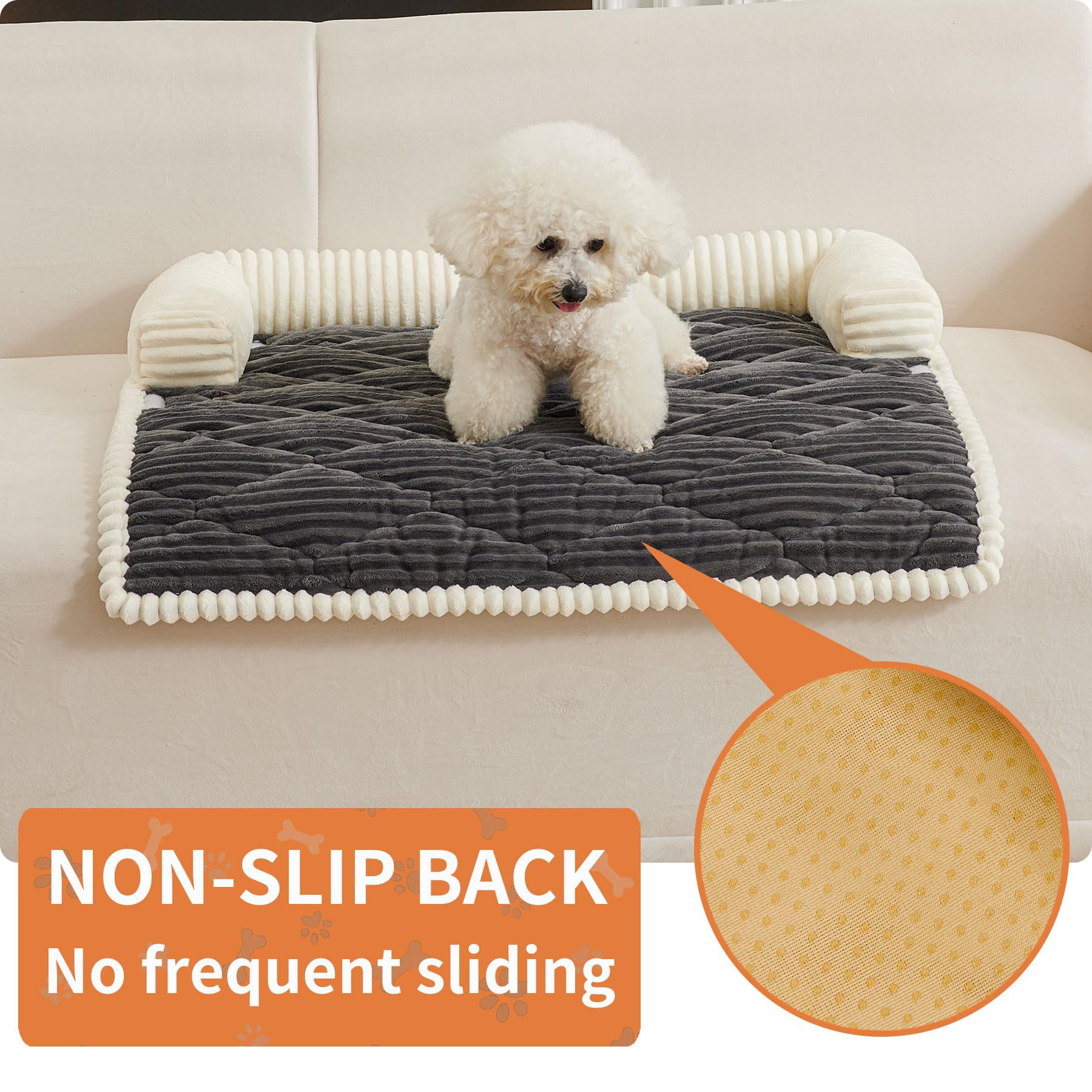 HAOMAIJIA Dog Couch Bed for Large Dogs, Non Slip Pet Couch Covers for Sofa Thick Soft Washable Dog Couch Cover Protector All Seasons Universal Dogs and Cats Bed Mat (Grey, Large)