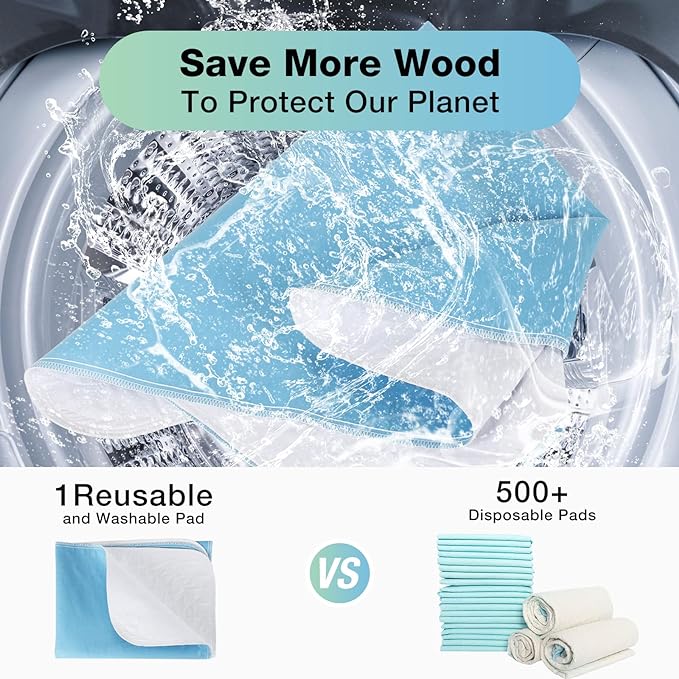 Washable Waterproof Underpads, 24" x 18" (3 Pack) Reusable Incontinence Pads for Chair, Bassinet, Crib, Car Seat, Sofa, Wheelchair, Small Size