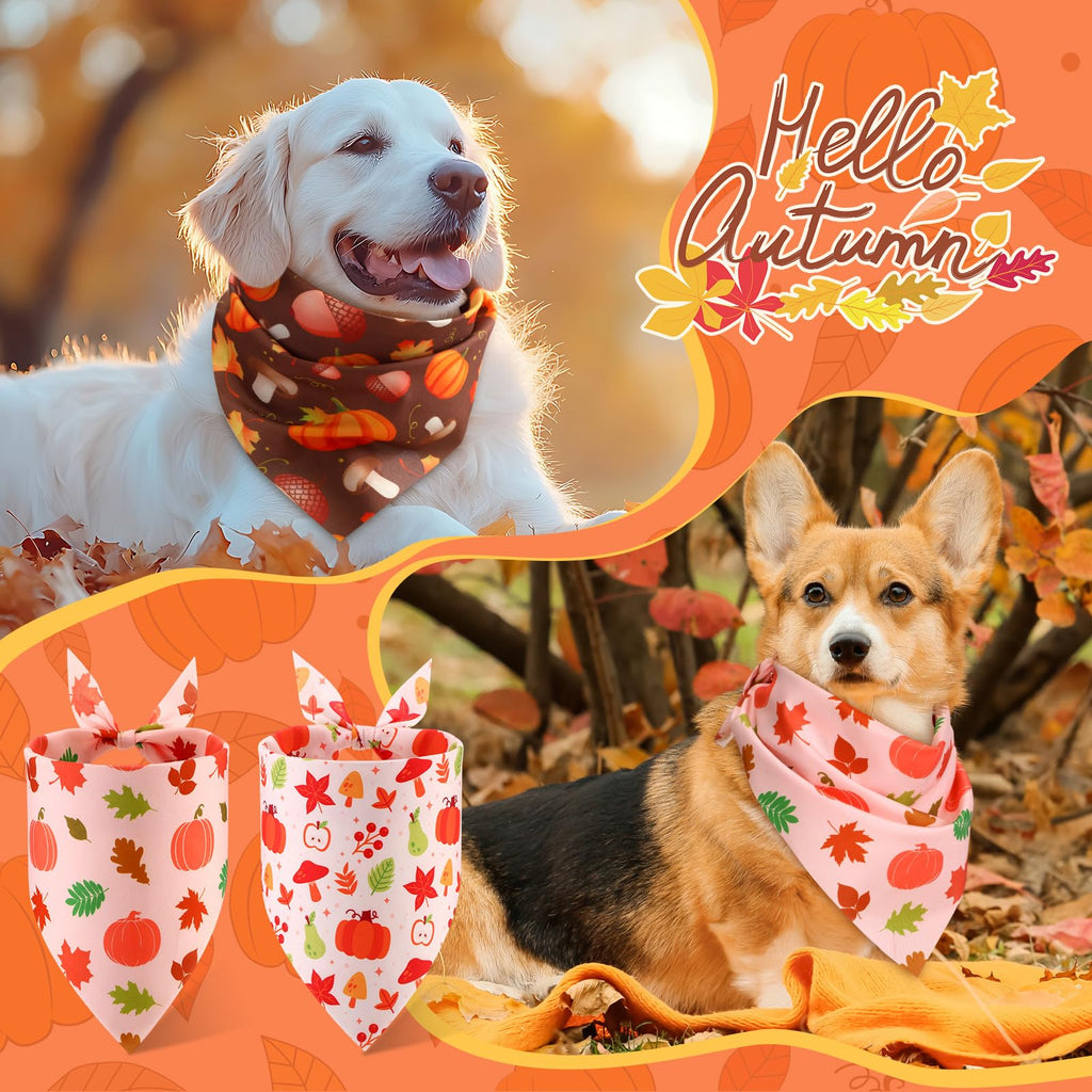 Abbylike 50 Pcs Fall Dog Bandanas Bulk, Autumn Harvest Pumpkin Pattern