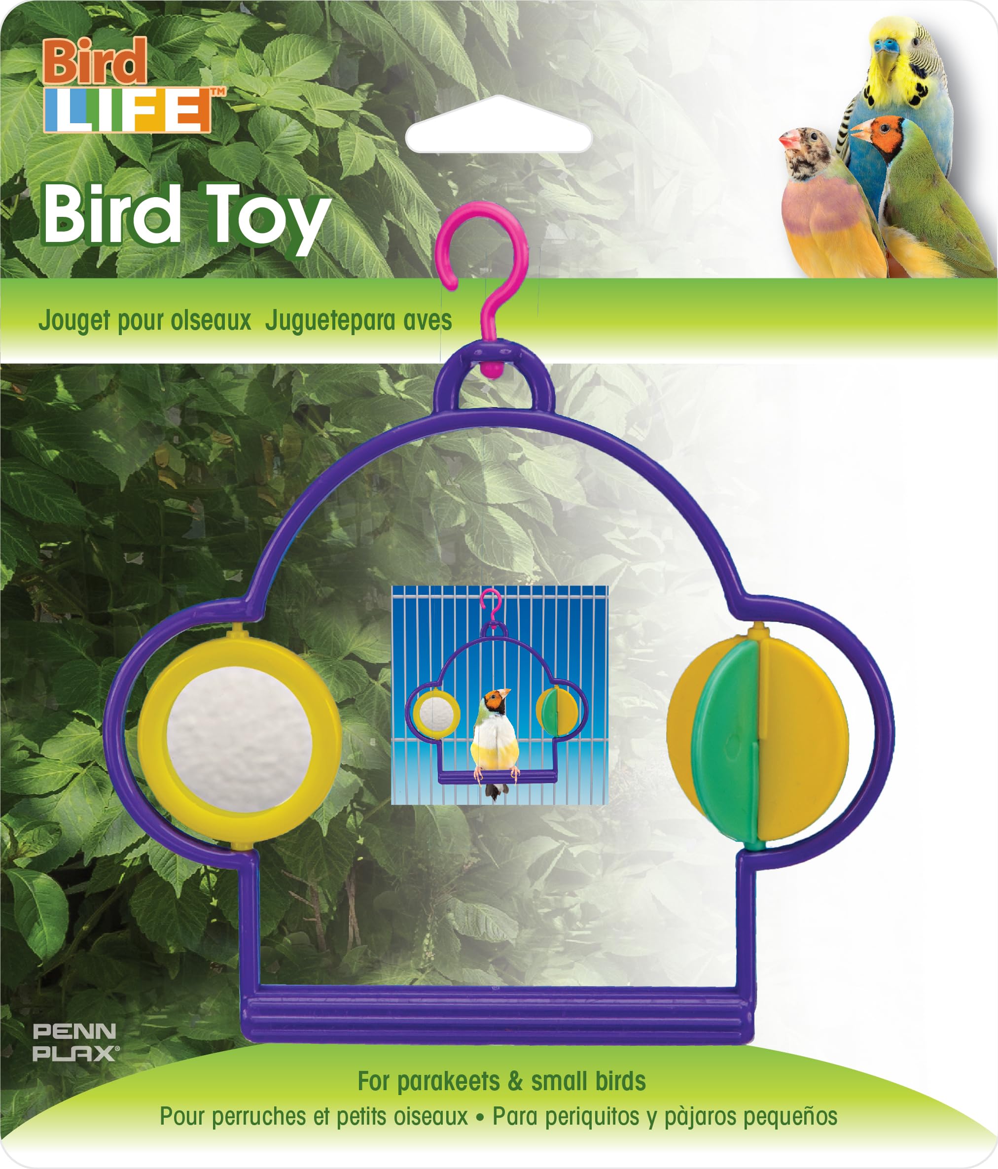PENN-PLAX Bird Swing with Mirror and Spinner Toy – Attaches to Wire Birdcages – Great for Parakeets, Finches, and Other Small Birds – Multicolor