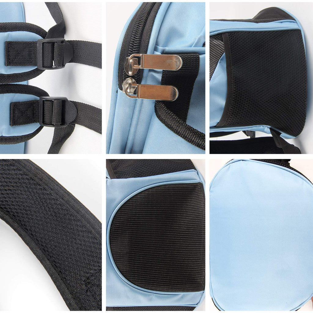 Dog Carrier Backpack Breathable for Small Pets/Cats/Puppies, Pet Carrier Bag with Mesh Ventilation, Safety Features and Cushion Back Support, for Traveling, Hiking, Camping, Walking & Outdoor (Blue)