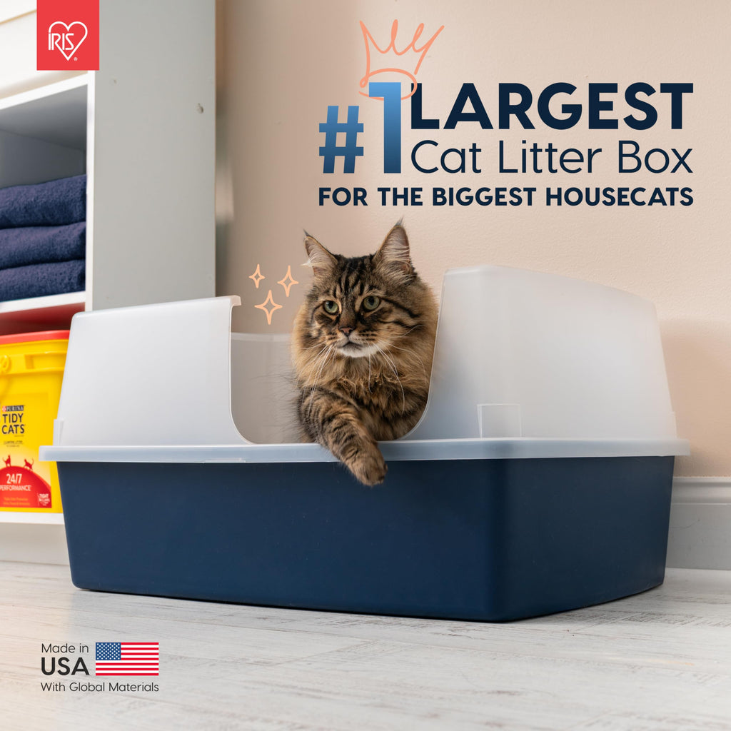 IRIS USA XX-Large Side Entry Cat Litter Box, Navy