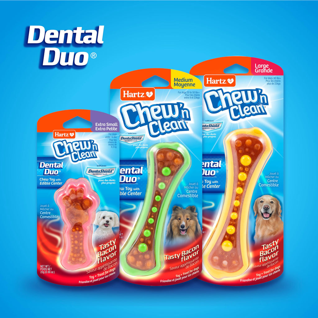 Hartz Chew 'n Clean Dental Duo Dog Treat & Chew Toy, Color Varies, Extra Small, 6 Count