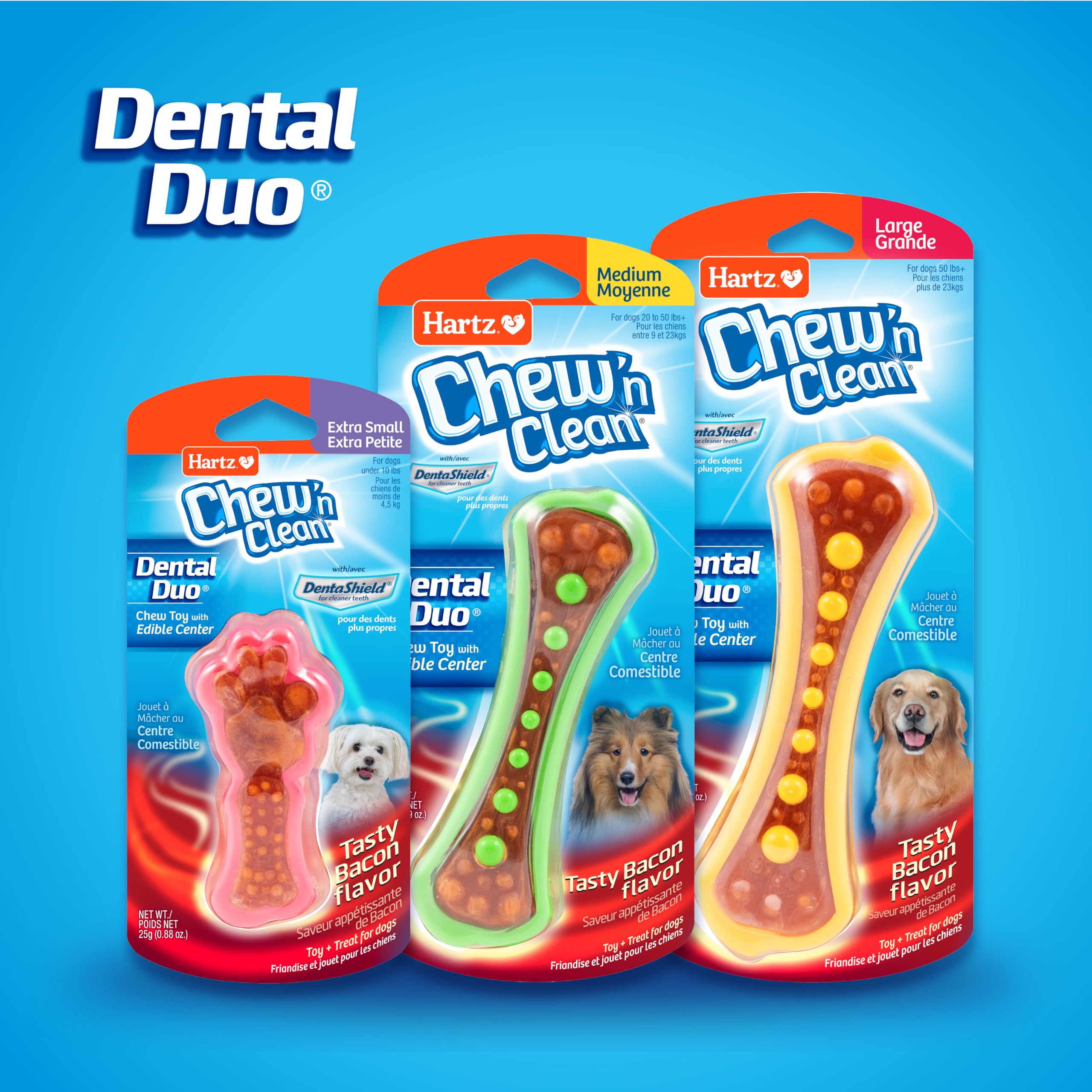 Hartz Chew 'n Clean Dental Duo Dog Treat & Chew Toy, Color Varies, Extra Small, 6 Count