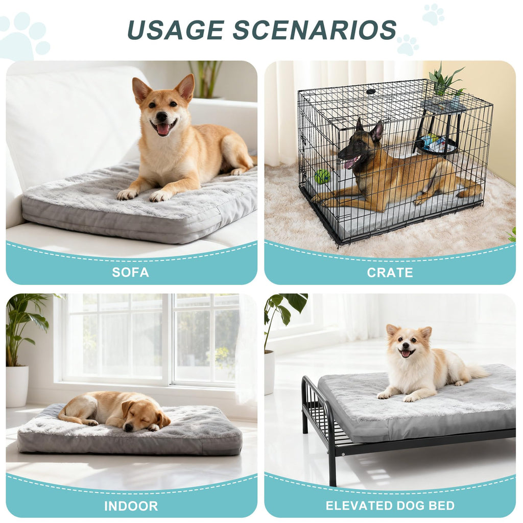 Explore Land Fluffy Dog Bed Cover for 48 Inch Crate, 48Lx30Wx4H inch, Gray