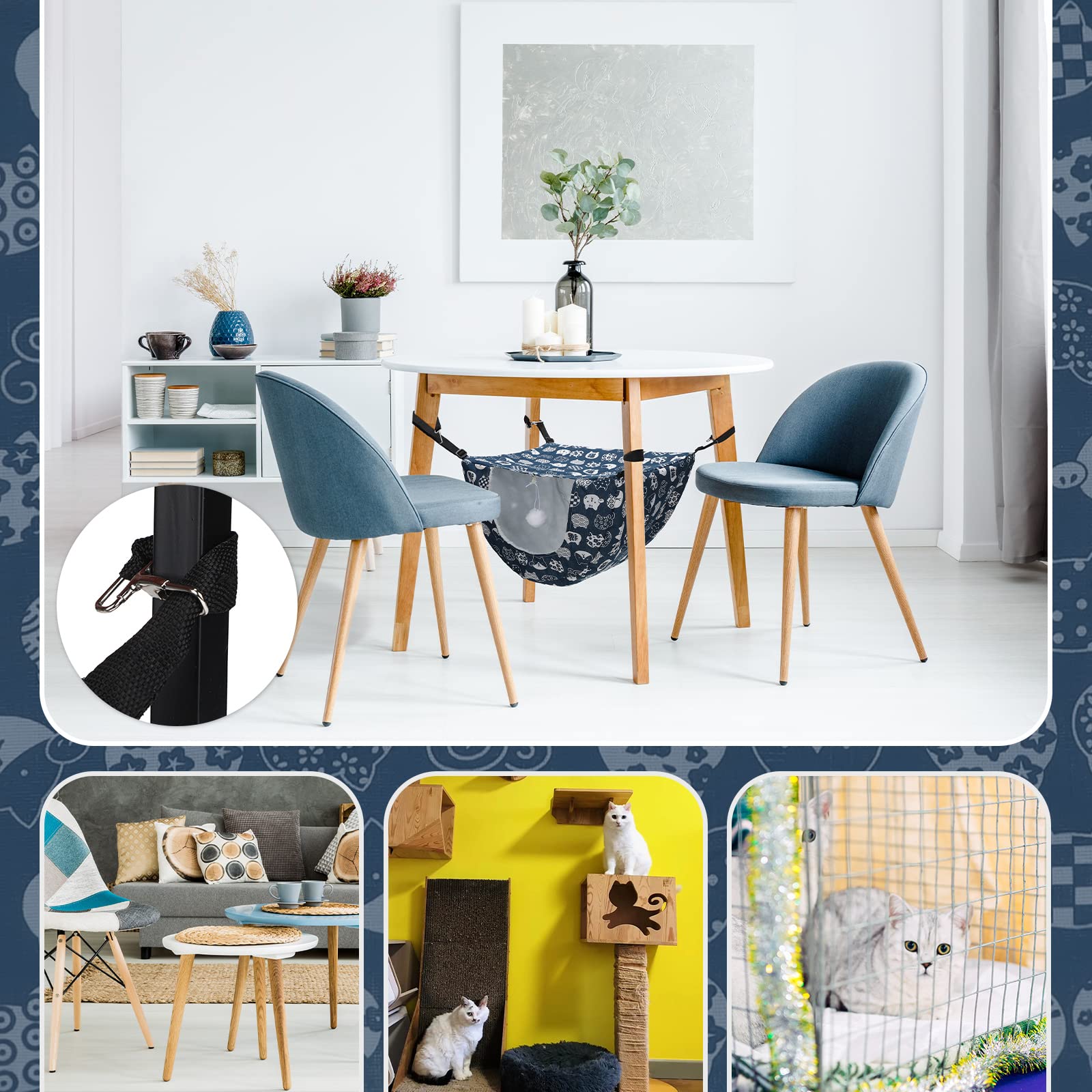 Unittype 2 Pieces Cat Cage Hammock Hanging Pet Bed Double Layer Soft Plush Hanging Pet Comfortable Hammock Bed for Indoor Kitten Ferret Hamster Rabbit or Small Animals, 2 Styles(Plaid)