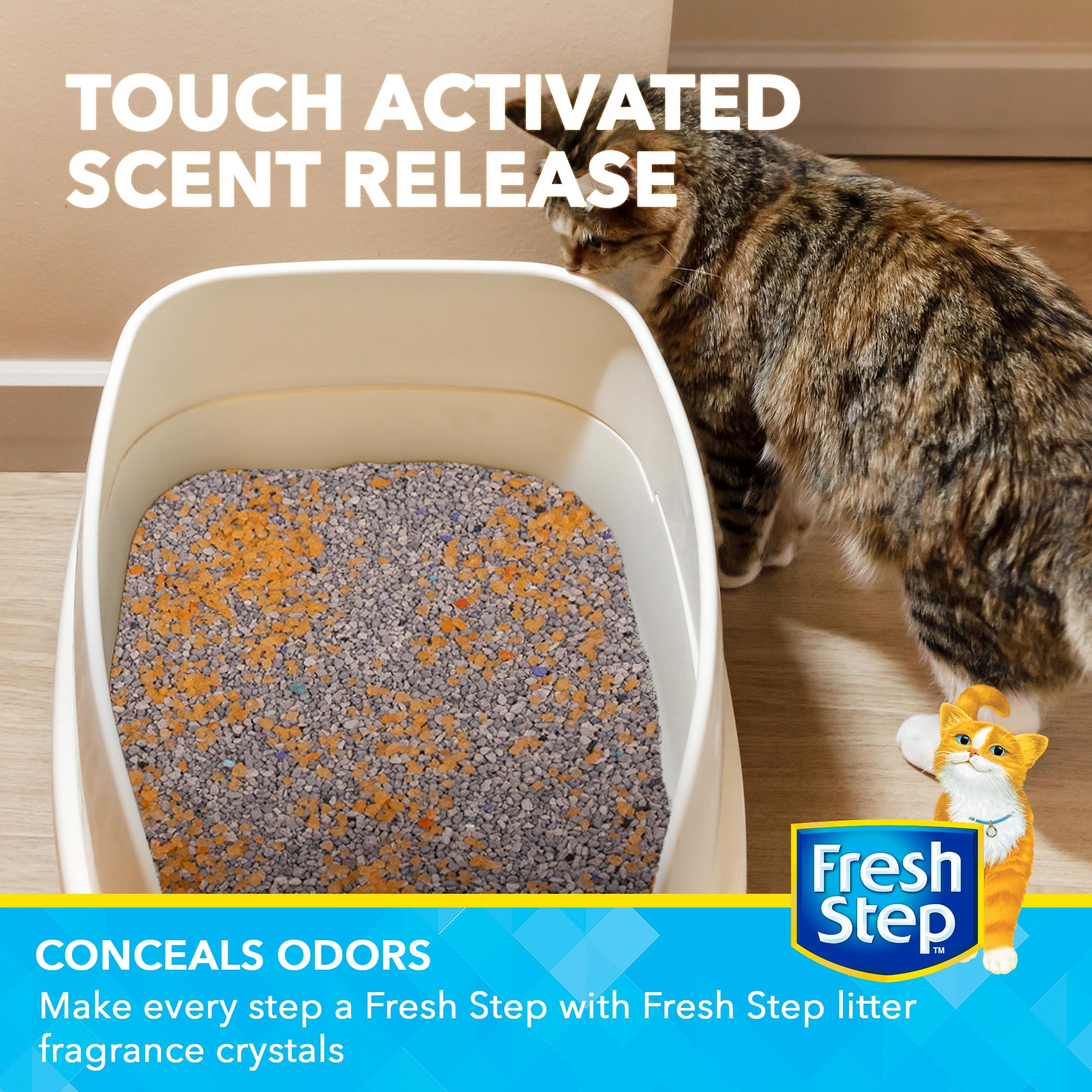 Fresh Step Cat Litter Crystals Deodorizer, Summer Breeze Scent, 30 Oz