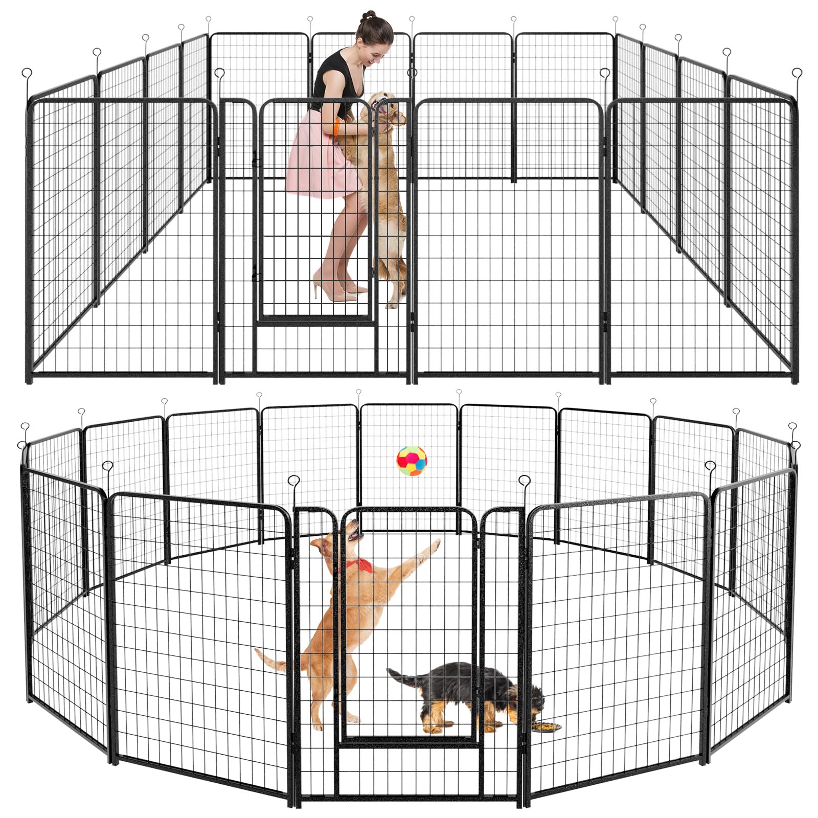 Kfvigoho Dog Playpen Outdoor Extra Wide 16 Panels Heavy Duty Dog Fence 50"