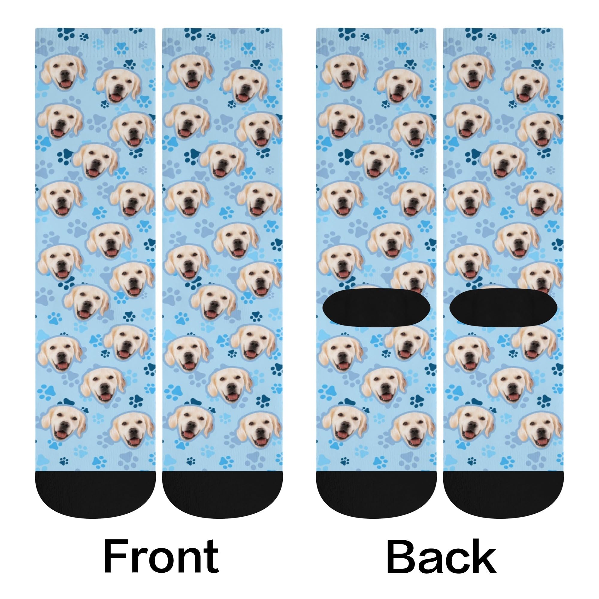 D-Story Custom Pet Face Socks with Pictures Personalized Photos Crew Socks Dog's Tracks Paws Novelty Animal Soft Funny Sock Customized Gifts for Dog Mom Dad