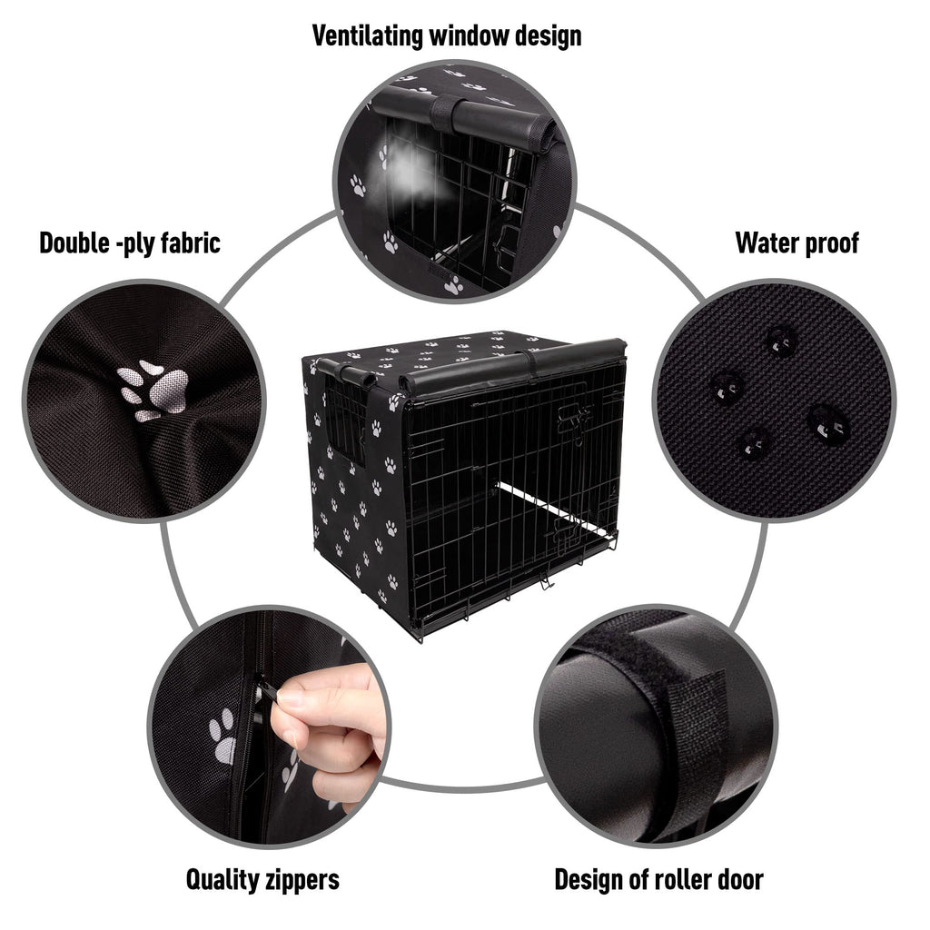 Pet Prime Dog Crate Cover for Wire Cages 24 30 36 42 48 Inch Outdoor Pet Kennel Cover Machine Wash & Dry (Cover Only) (36 Inch Crate Cover (36"x23"x25"))
