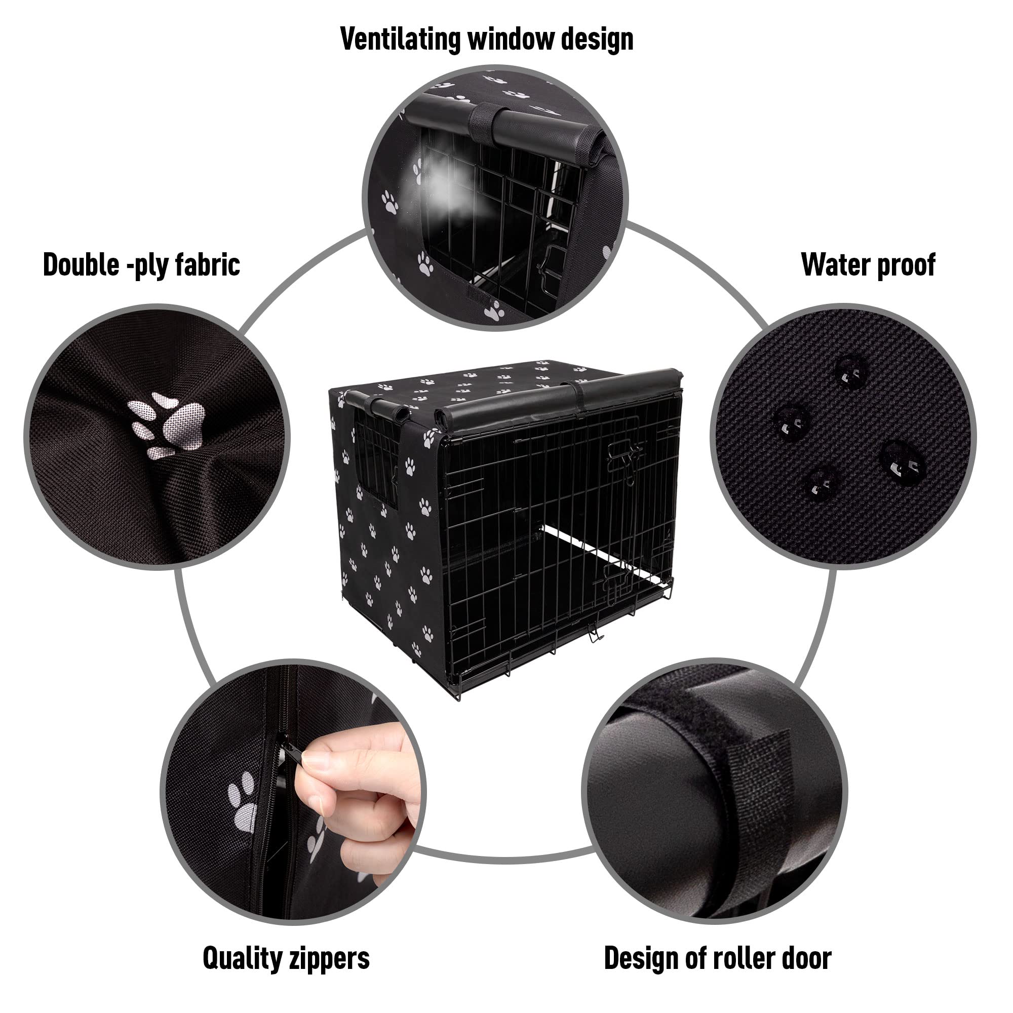 Pet Prime Dog Crate Cover for Wire Cages 24 30 36 42 48 Inch Outdoor Pet Kennel Cover Machine Wash & Dry (Cover Only) (36 Inch Crate Cover (36"x23"x25"))
