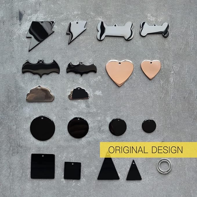 316 Surgical Grade Stainless Steel Personalized Dog & Cat ID Tags - Engraved Name or Text for Pet Collar Accessories, Original Funny Shapes (Bat)