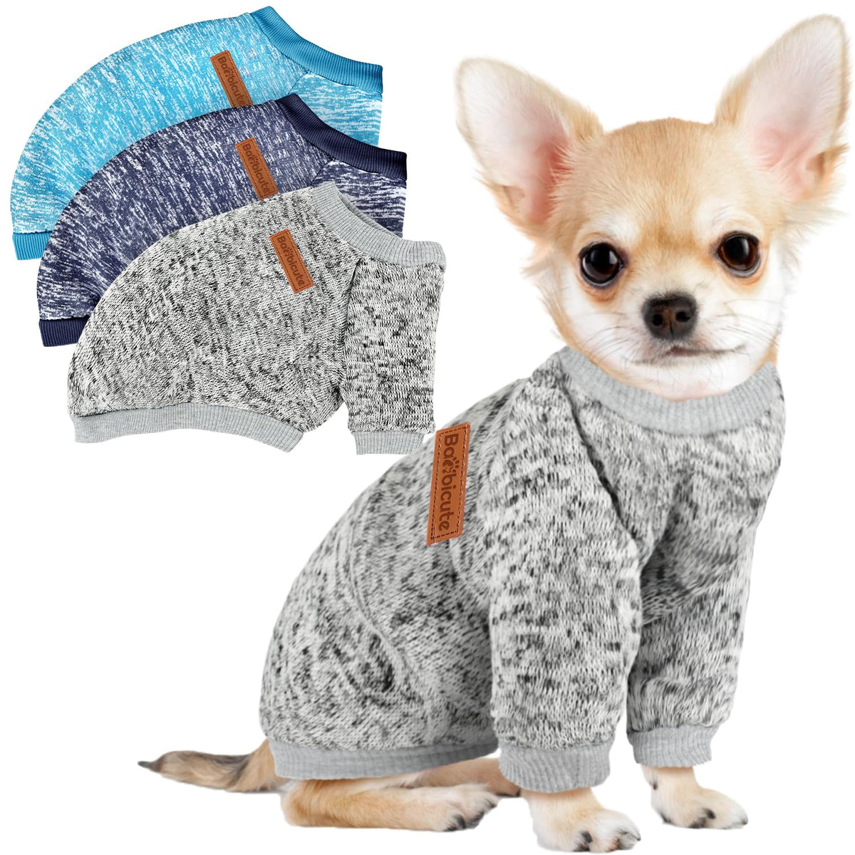 BAOBICUTE 1 Pack Dog Sweater for Small Dogs Girl Boy Winter Fleece Clothes Warm Soft Dog Sweatshirt Outfit for Dogs Cats Pet Apparel