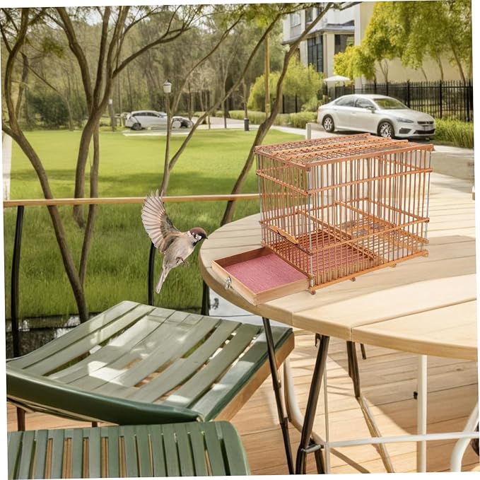 Hemoton Portable Lightweight Bamboo Bird Cage for Small Parrots Eco-Friendly Handwoven Bird Carrier with Unique Design for Travel and Outdoor Use
