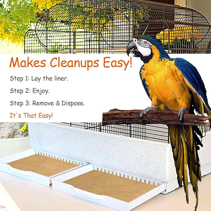 OVESD 30PCS Bird Cage Liners - 13.8x13.8 Inch Leak-Proof Disposable Tray Pads for Parrots, Parakeets, Cockatiels, Lovebirds | Easy-Clean Cage Bottom Paper | Customizable Size